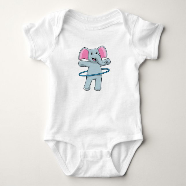 Elephant at Fitness with Fitness tires Baby Bodysuit (Front)