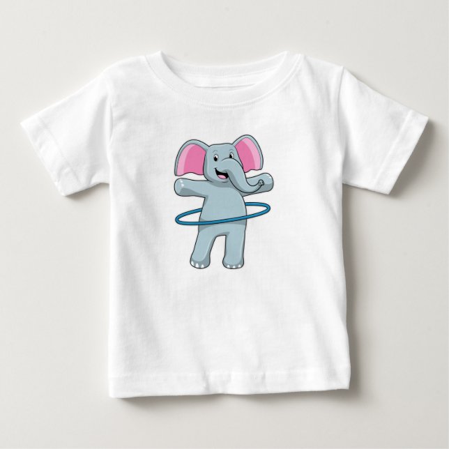 Elephant at Fitness with Fitness tires Baby T-Shirt (Front)