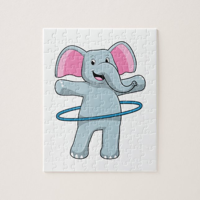 Elephant at Fitness with Fitness tires Jigsaw Puzzle (Vertical)