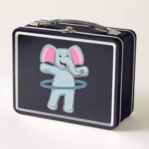 Elephant at Fitness with Fitness tires Metal Lunch Box