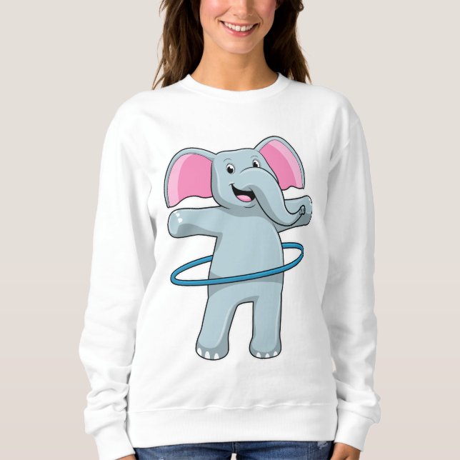 Elephant at Fitness with Fitness tires Sweatshirt (Front)