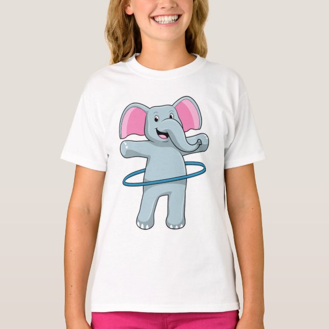 Elephant at Fitness with Fitness tires T-Shirt (Front)