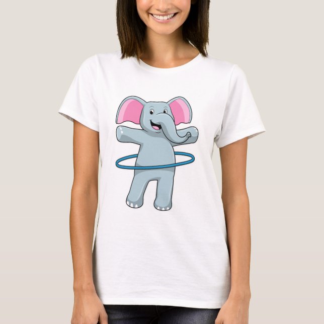 Elephant at Fitness with Fitness tires T-Shirt (Front)