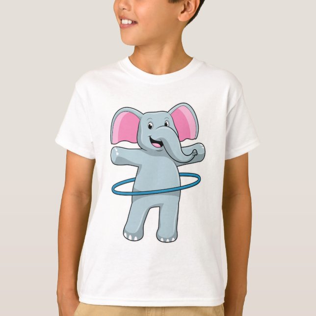 Elephant at Fitness with Fitness tires T-Shirt (Front)