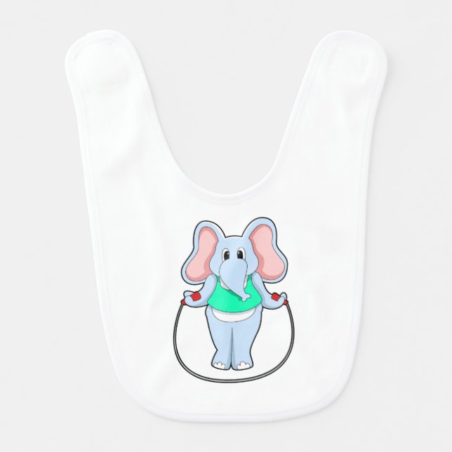Elephant at Fitness with Skipping rope.PNG Baby Bib (Front)