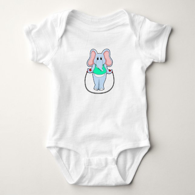 Elephant at Fitness with Skipping rope.PNG Baby Bodysuit (Front)
