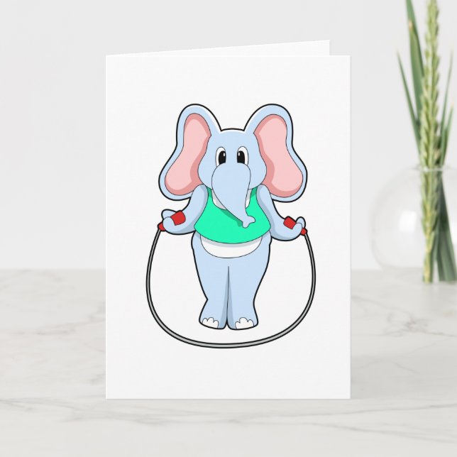 Elephant at Fitness with Skipping rope.PNG Card (Front)