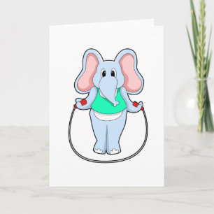 Elephant at Fitness with Skipping rope.PNG Card