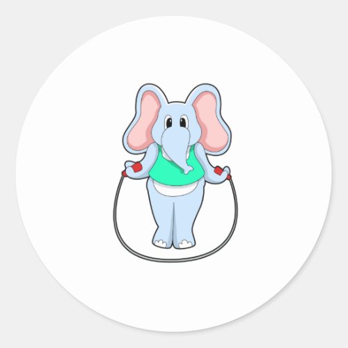 Elephant at Fitness with Skipping ropePNG Classic Round Sticker