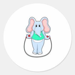 Elephant at Fitness with Skipping rope.PNG Classic Round Sticker