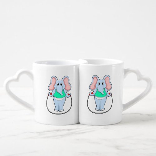 Elephant at Fitness with Skipping ropePNG Coffee Mug Set