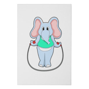 Elephant at Fitness with Skipping rope.PNG Faux Canvas Print