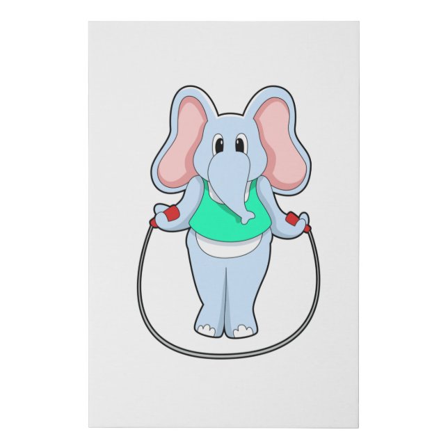 Elephant at Fitness with Skipping rope.PNG Faux Canvas Print (Front)