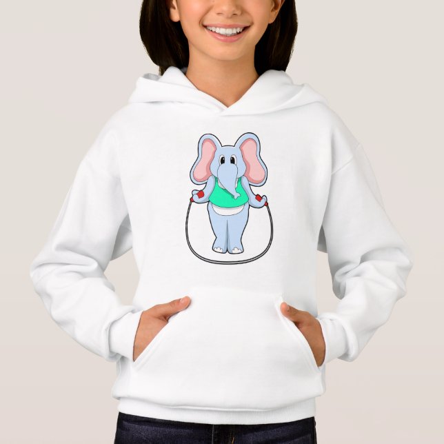 Elephant at Fitness with Skipping rope.PNG Hoodie (Front)