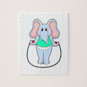 Elephant at Fitness with Skipping rope.PNG Jigsaw Puzzle
