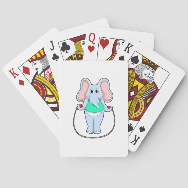 Elephant at Fitness with Skipping rope.PNG Poker Cards (Back)