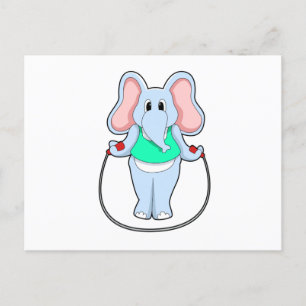 Elephant at Fitness with Skipping rope.PNG Postcard