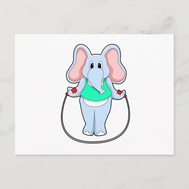 Elephant at Fitness with Skipping rope.PNG Postcard (Front)
