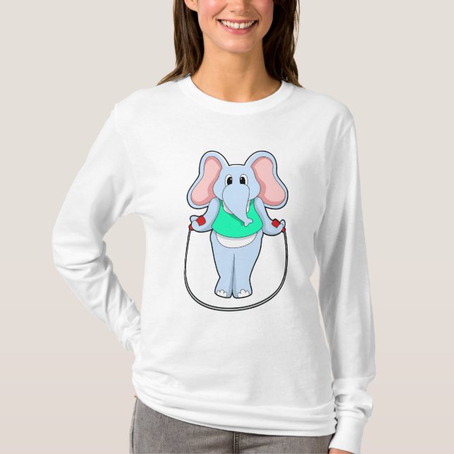 Elephant at Fitness with Skipping rope.PNG T-Shirt (Front)
