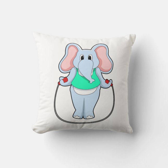 Elephant at Fitness with Skipping rope.PNG Throw Pillow (Front)