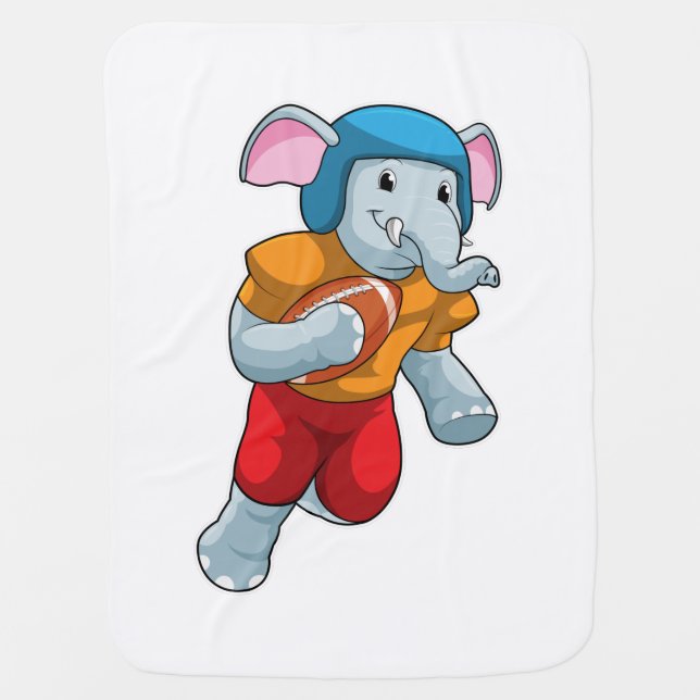 Elephant at Football Sports Baby Blanket (Front)