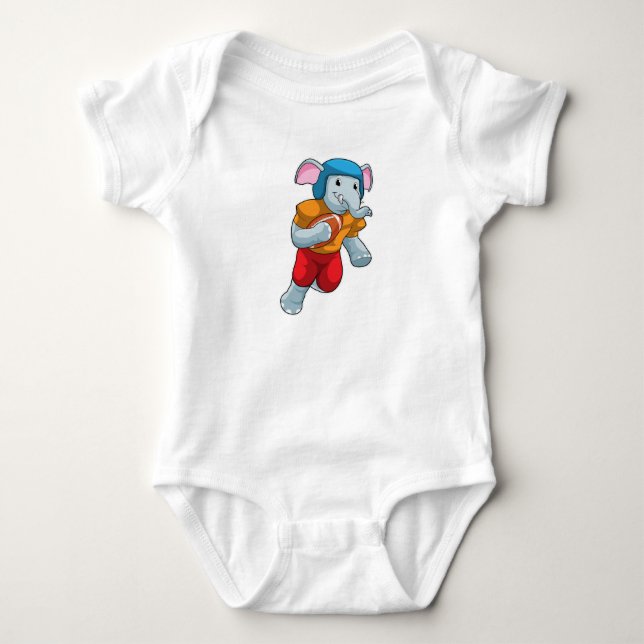 Elephant at Football Sports Baby Bodysuit (Front)