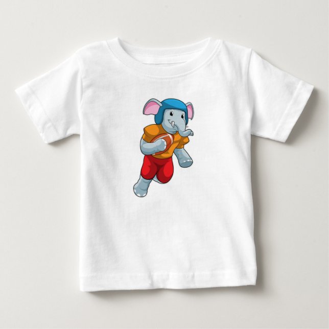 Elephant at Football Sports Baby T-Shirt (Front)