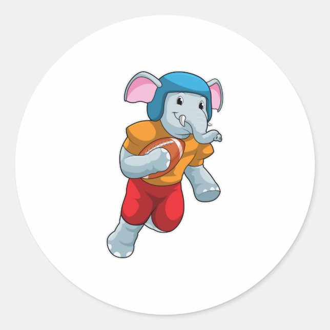 Elephant at Football Sports Classic Round Sticker (Front)