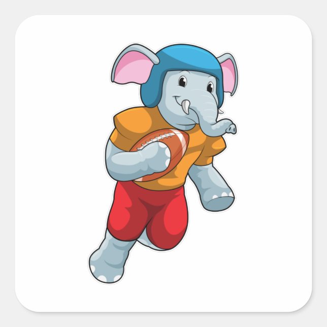 Elephant at Football Sports Square Sticker (Front)