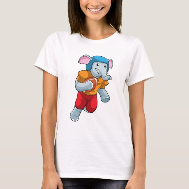 Elephant at Football Sports T-Shirt (Front)