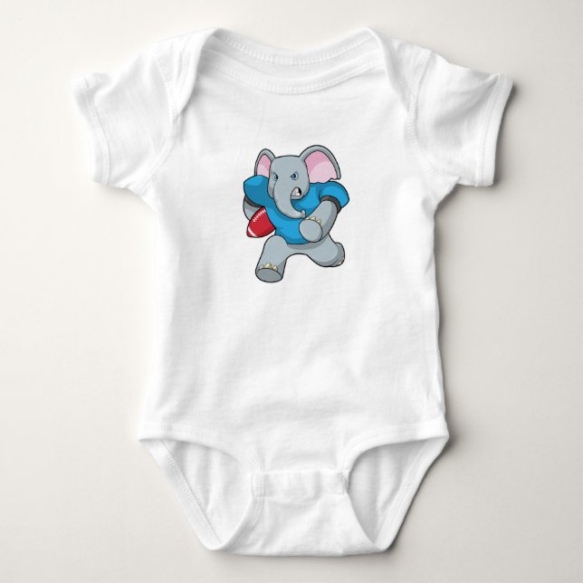 Elephant at Football with Equipment Baby Bodysuit (Front)