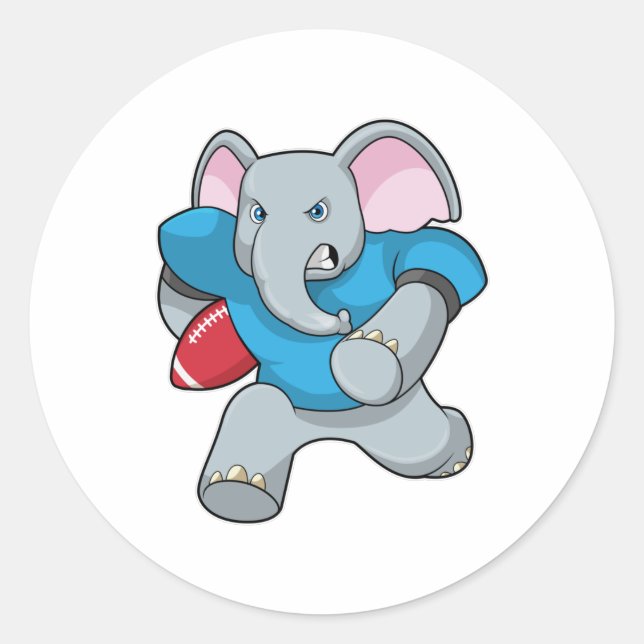 Elephant at Football with Equipment Classic Round Sticker (Front)