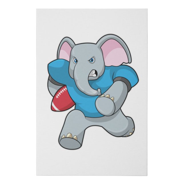 Elephant at Football with Equipment Faux Canvas Print (Front)
