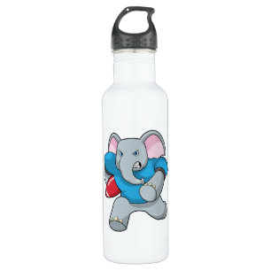 Elephant at Football with Equipment Stainless Steel Water Bottle
