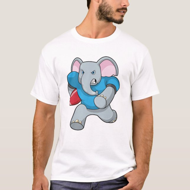 Elephant at Football with Equipment T-Shirt (Front)