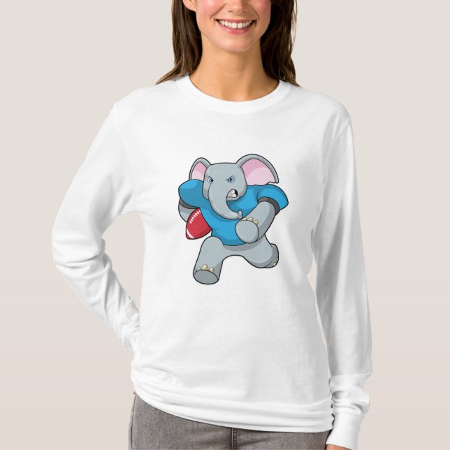 Elephant at Football with Equipment T-Shirt (Front)