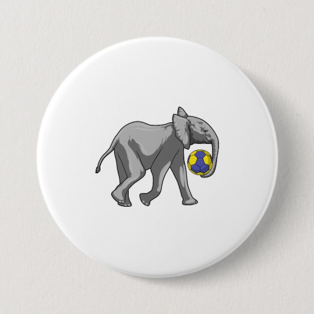 Elephant at Handball Sports Button (Front)