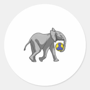 Elephant at Handball Sports Classic Round Sticker