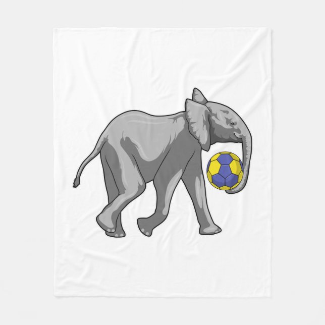 Elephant at Handball Sports Fleece Blanket (Front)