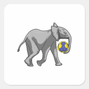 Elephant at Handball Sports Square Sticker