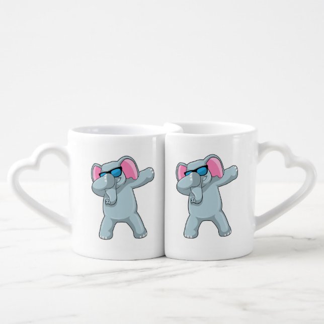 Elephant at Hip Hop Dance Dab Coffee Mug Set (Front Nesting)