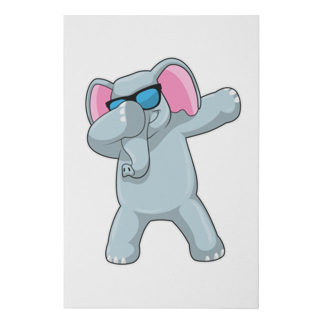 Elephant at Hip Hop Dance Dab Faux Canvas Print (Front)