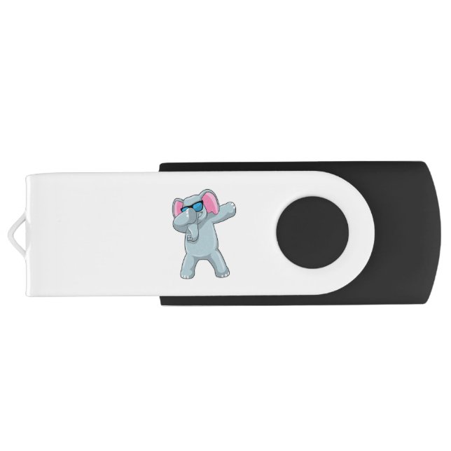 Elephant at Hip Hop Dance Dab Flash Drive (Back)