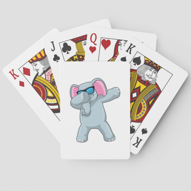 Elephant at Hip Hop Dance Dab Poker Cards (Back)