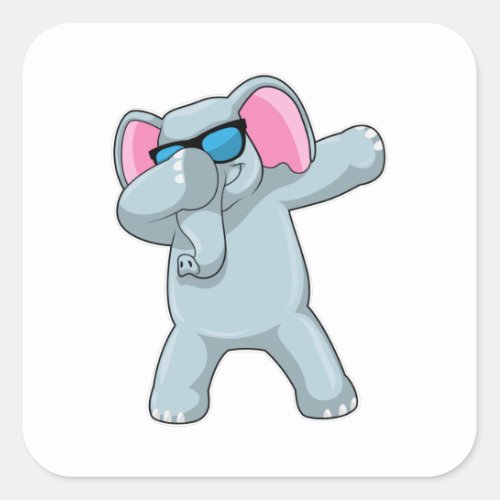 Elephant at Hip Hop Dance Dab Square Sticker