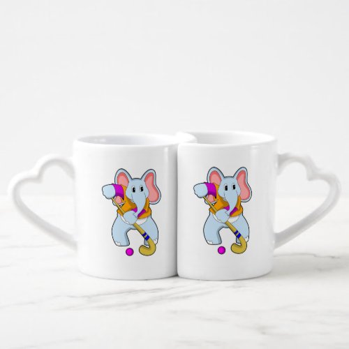 Elephant at Hockey with Hockey bat Coffee Mug Set