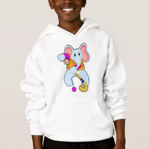 Elephant at Hockey with Hockey bat Hoodie