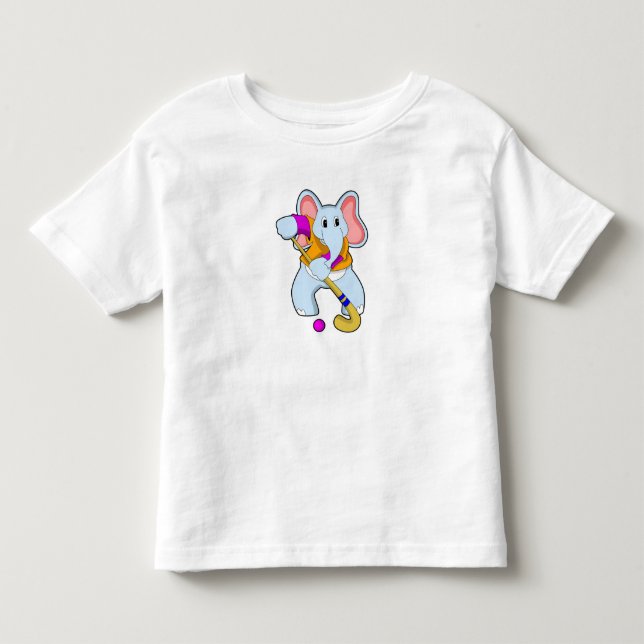 Elephant at Hockey with Hockey bat Toddler T-shirt (Front)