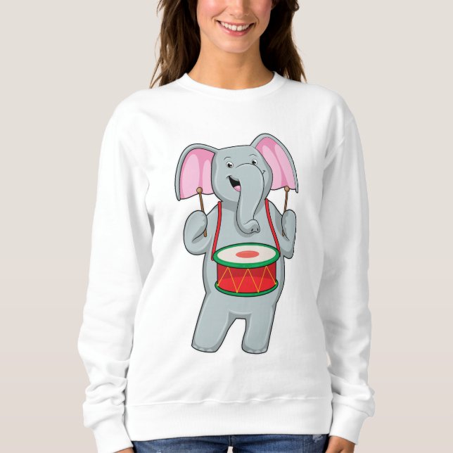 Elephant at Music with Drum Sweatshirt (Front)