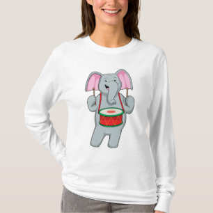 Elephant at Music with Drum T-Shirt